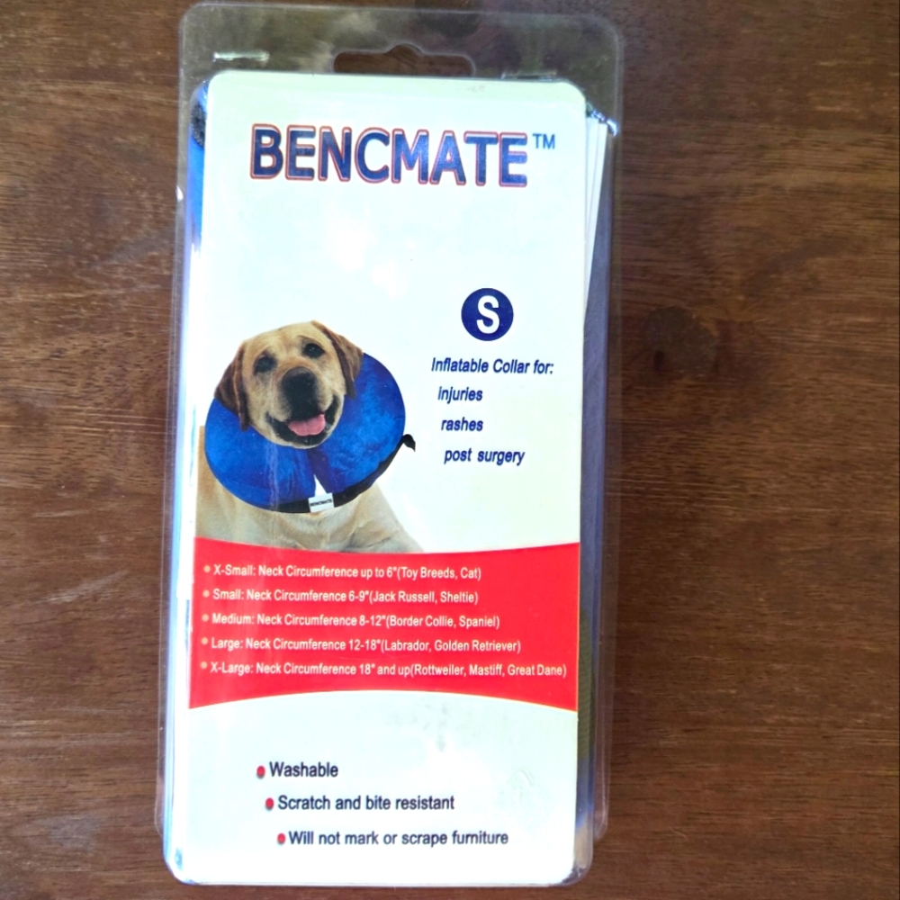 Inflatable Donut Dog Collar Blue Size Small 6-9" Neck